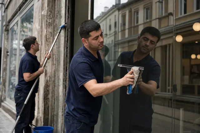 Sarıyer cam silme ve temizliği sonrası: Vitrin camı öncesi ve sonrası